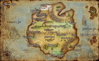 A map centered on Runeterra's main continent, Valoran.